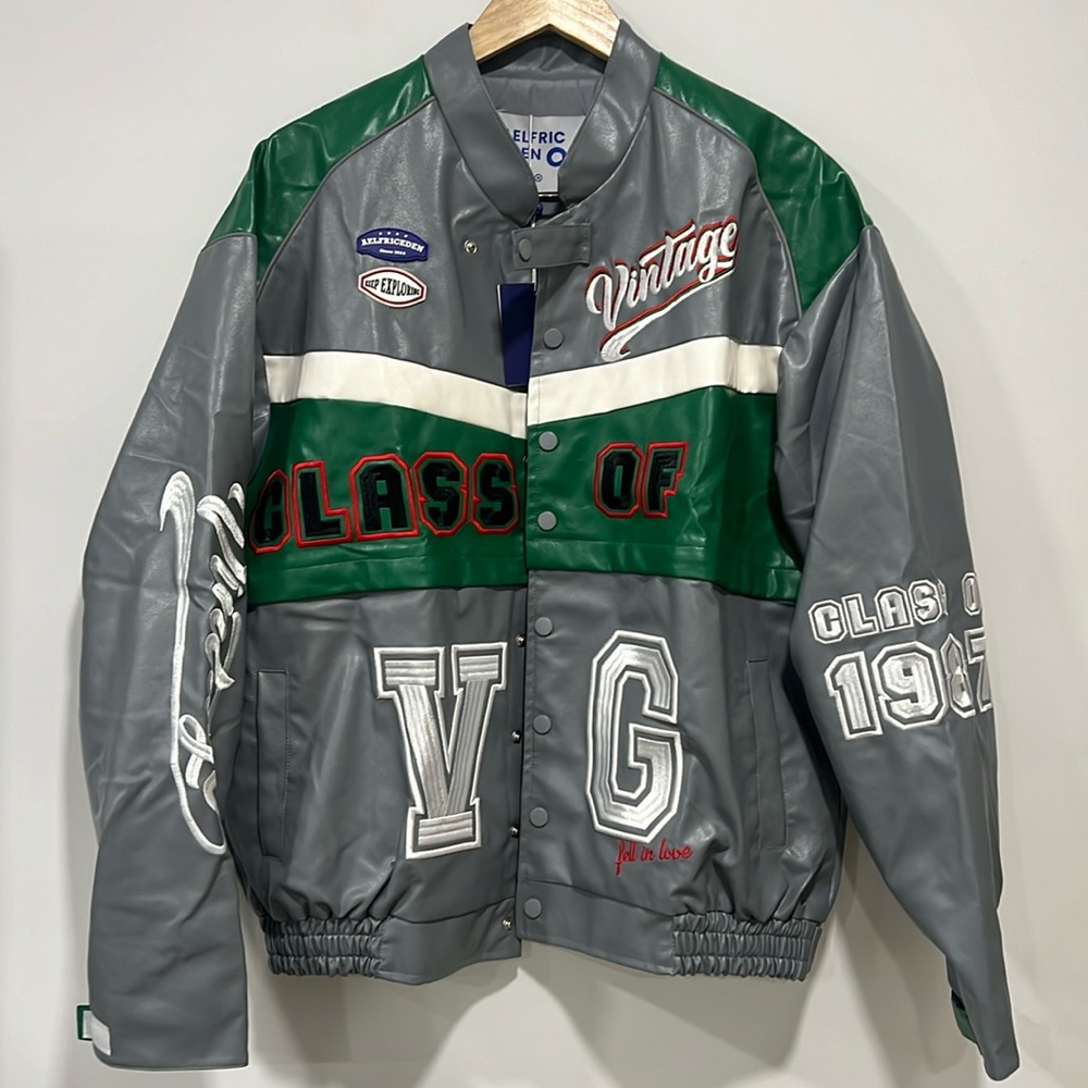 Men’s Vintage Style Class Of 1987 Varsity Jacket Detach Lower Half AEL Gray M